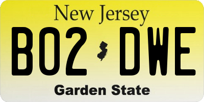NJ license plate B02DWE