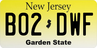 NJ license plate B02DWF