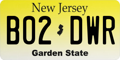 NJ license plate B02DWR