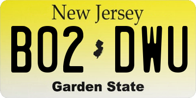NJ license plate B02DWU