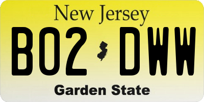 NJ license plate B02DWW