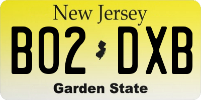 NJ license plate B02DXB