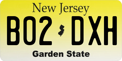 NJ license plate B02DXH
