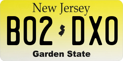 NJ license plate B02DXO