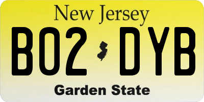 NJ license plate B02DYB
