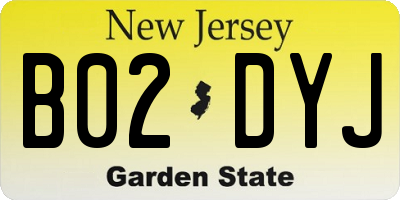 NJ license plate B02DYJ