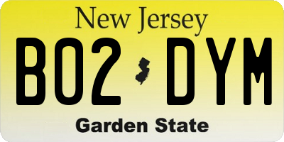 NJ license plate B02DYM