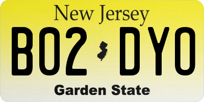 NJ license plate B02DYO