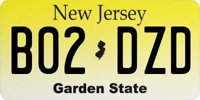 NJ license plate B02DZD