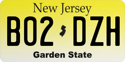 NJ license plate B02DZH