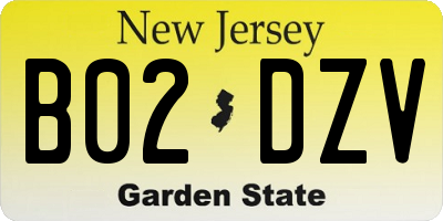 NJ license plate B02DZV