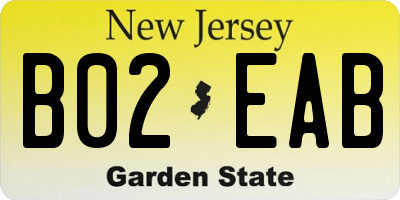 NJ license plate B02EAB