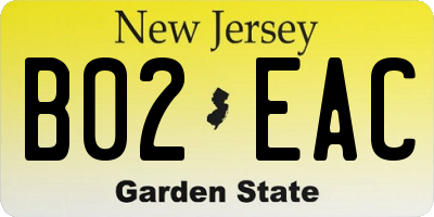 NJ license plate B02EAC