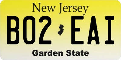 NJ license plate B02EAI