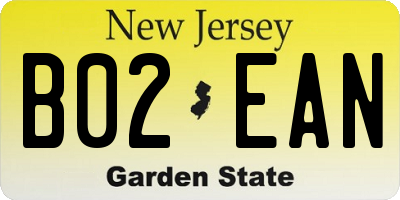 NJ license plate B02EAN