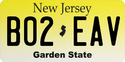 NJ license plate B02EAV