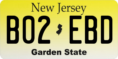 NJ license plate B02EBD