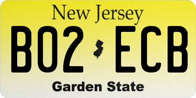 NJ license plate B02ECB