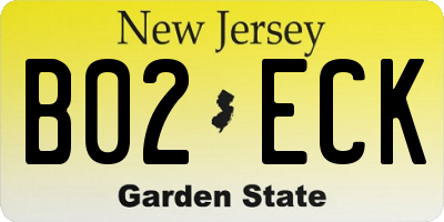 NJ license plate B02ECK