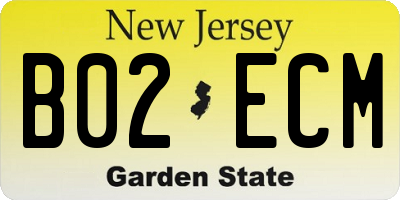 NJ license plate B02ECM
