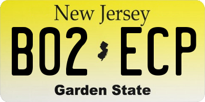 NJ license plate B02ECP