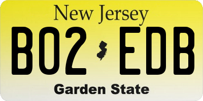 NJ license plate B02EDB