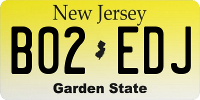 NJ license plate B02EDJ