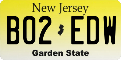 NJ license plate B02EDW
