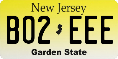 NJ license plate B02EEE