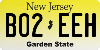 NJ license plate B02EEH