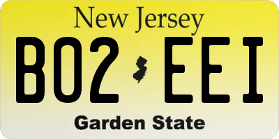 NJ license plate B02EEI