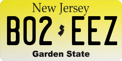 NJ license plate B02EEZ