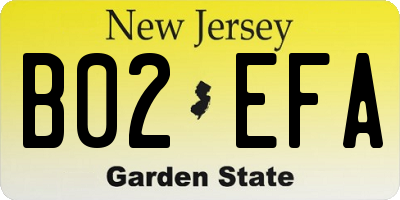 NJ license plate B02EFA