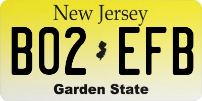 NJ license plate B02EFB