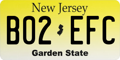 NJ license plate B02EFC