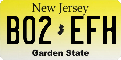 NJ license plate B02EFH