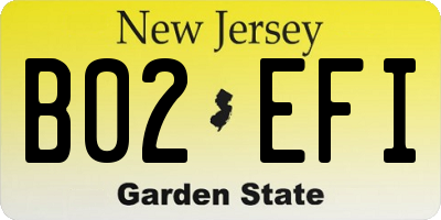 NJ license plate B02EFI