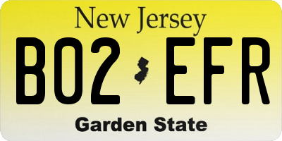 NJ license plate B02EFR