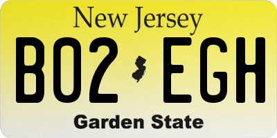 NJ license plate B02EGH