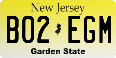 NJ license plate B02EGM
