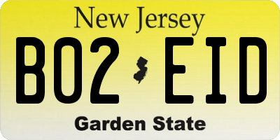 NJ license plate B02EID