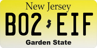 NJ license plate B02EIF