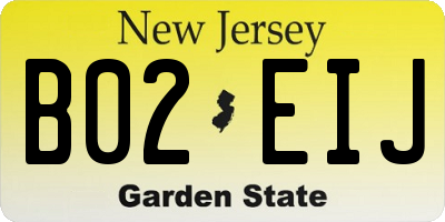 NJ license plate B02EIJ