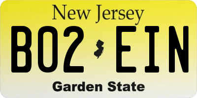NJ license plate B02EIN