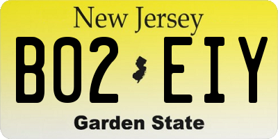 NJ license plate B02EIY