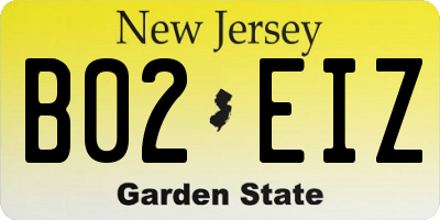 NJ license plate B02EIZ