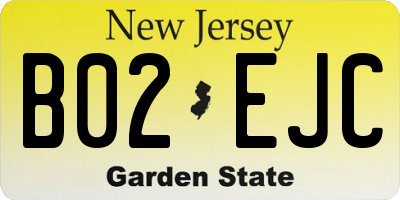 NJ license plate B02EJC