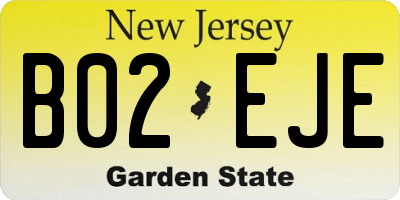 NJ license plate B02EJE