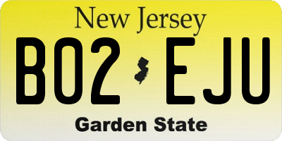 NJ license plate B02EJU
