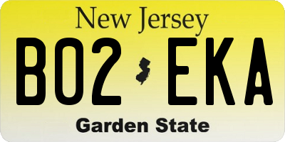 NJ license plate B02EKA